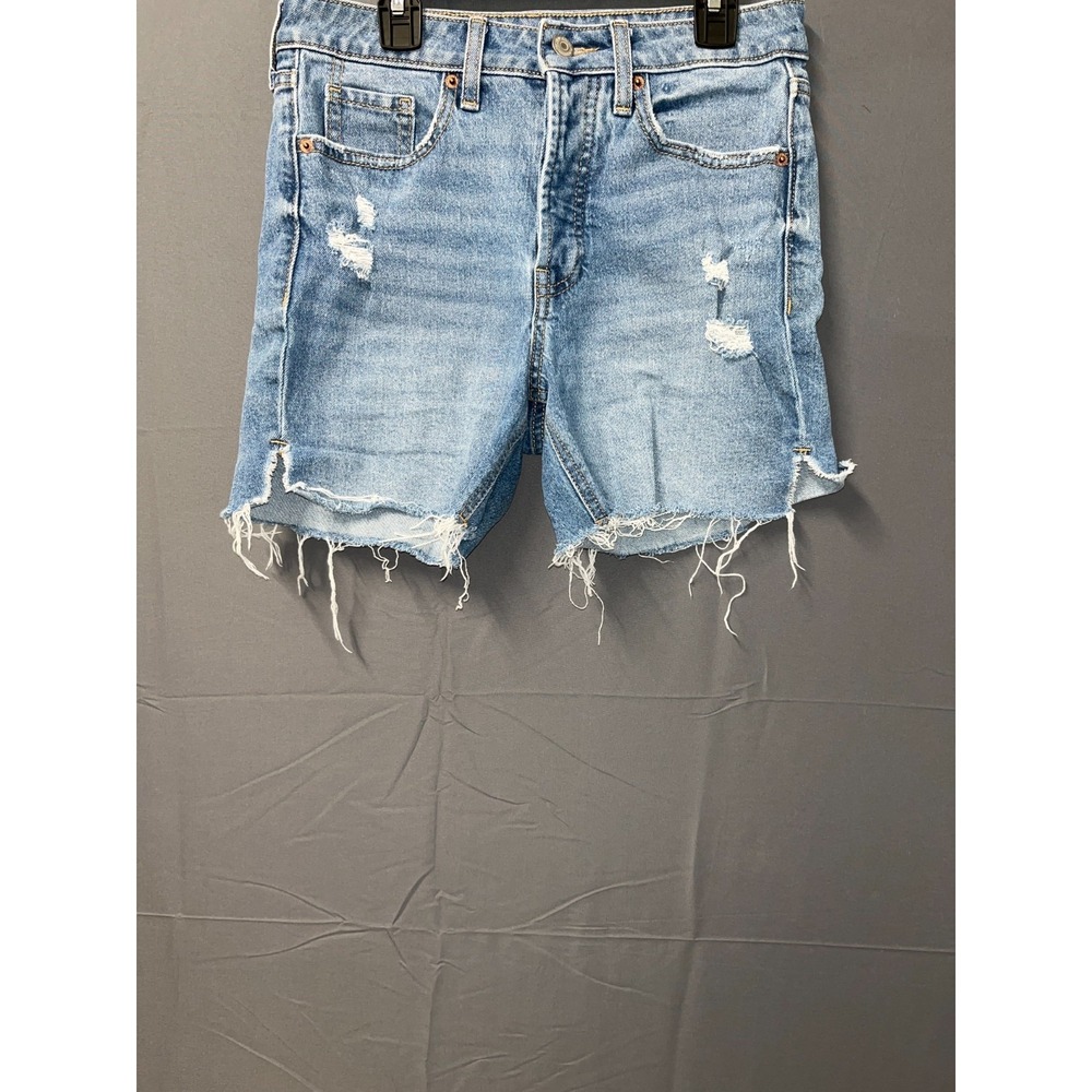 Old Navy OG Straight Cut Off Shorts Girls 2 Blue Denim Cotton Stretch Distressed